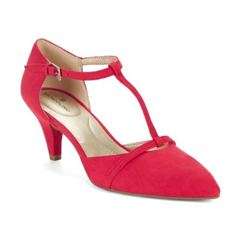 Bandolino Jamee Nubuck T-Strap Red Pumps_size 6M